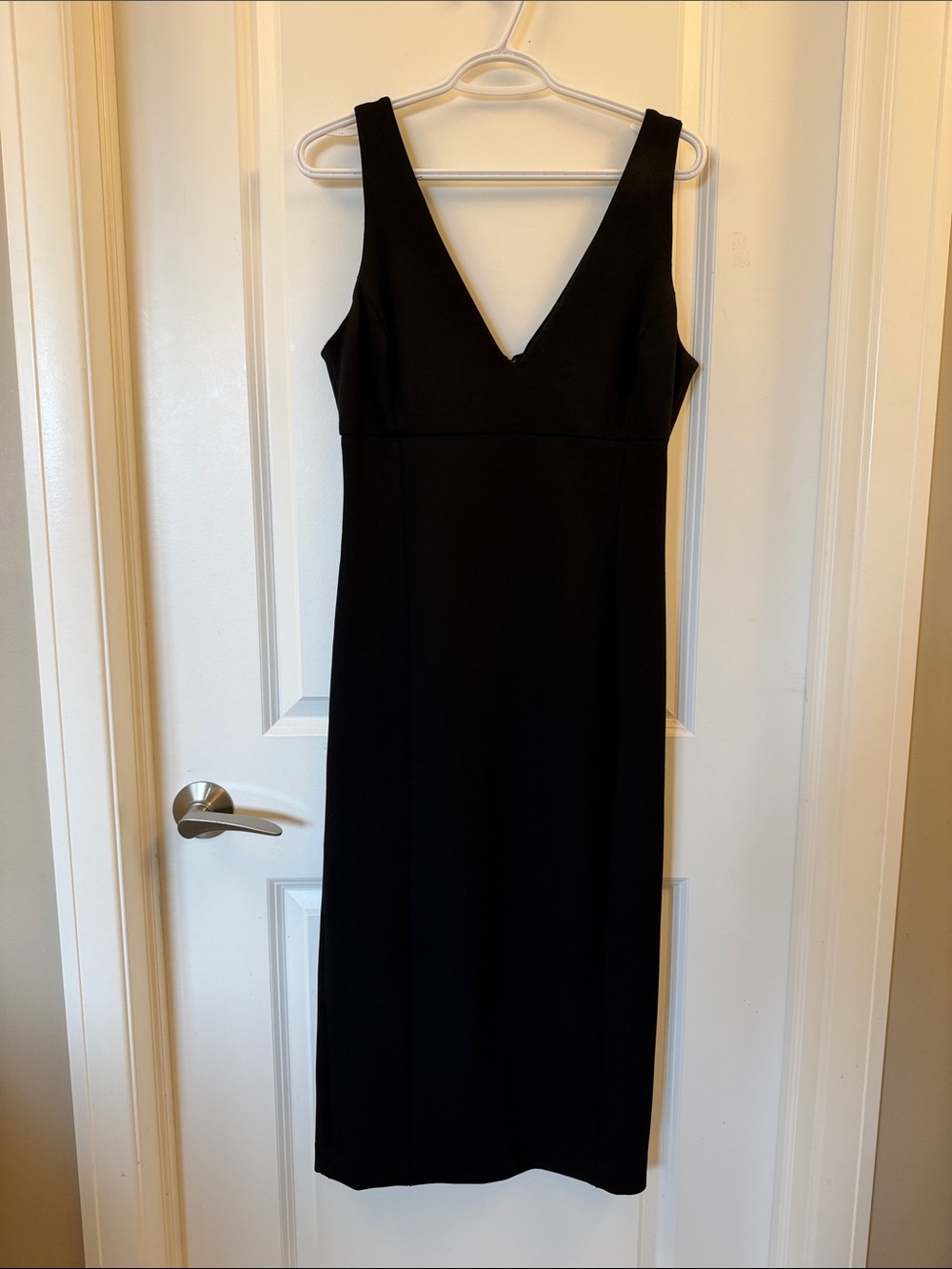 SPANX Black V-Neck Midi Bodycon Dress